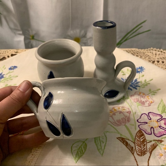 Williamsburg pottery clayware cream sugar set - Picture 2 of 4